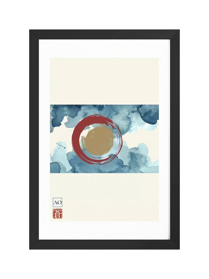 Colorado Japanese Ink Art Print | Centennial Peak No.11 | Framed Wall Art - AO Japan Blue product image (1)