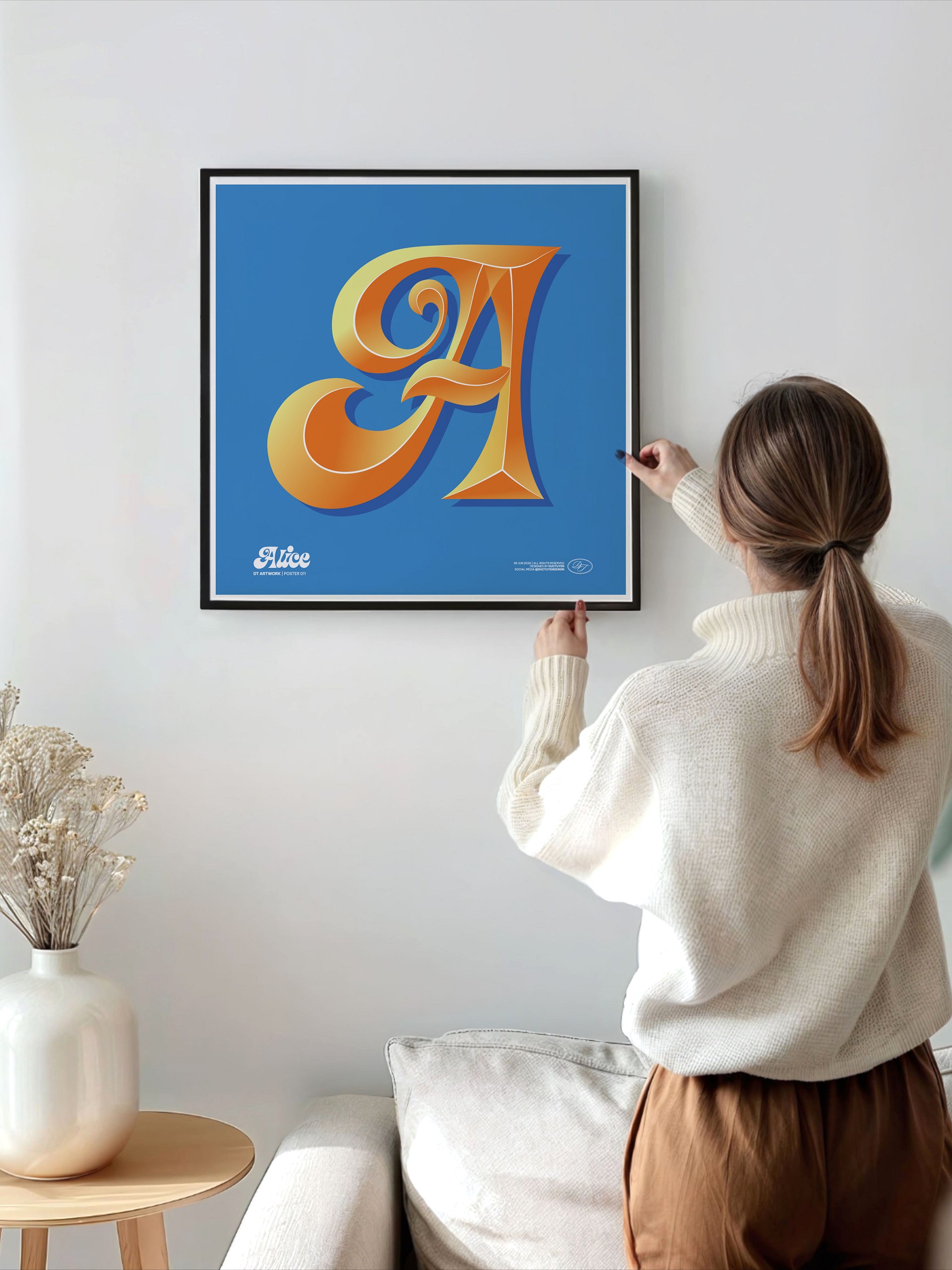 Custom Retro Name Letter Art Print product image (6)