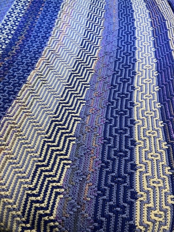 Hand-Crocheted Mosaic Queen Sized Afghan - Indiana Variant (Peach & Purple) New Product product image (5)