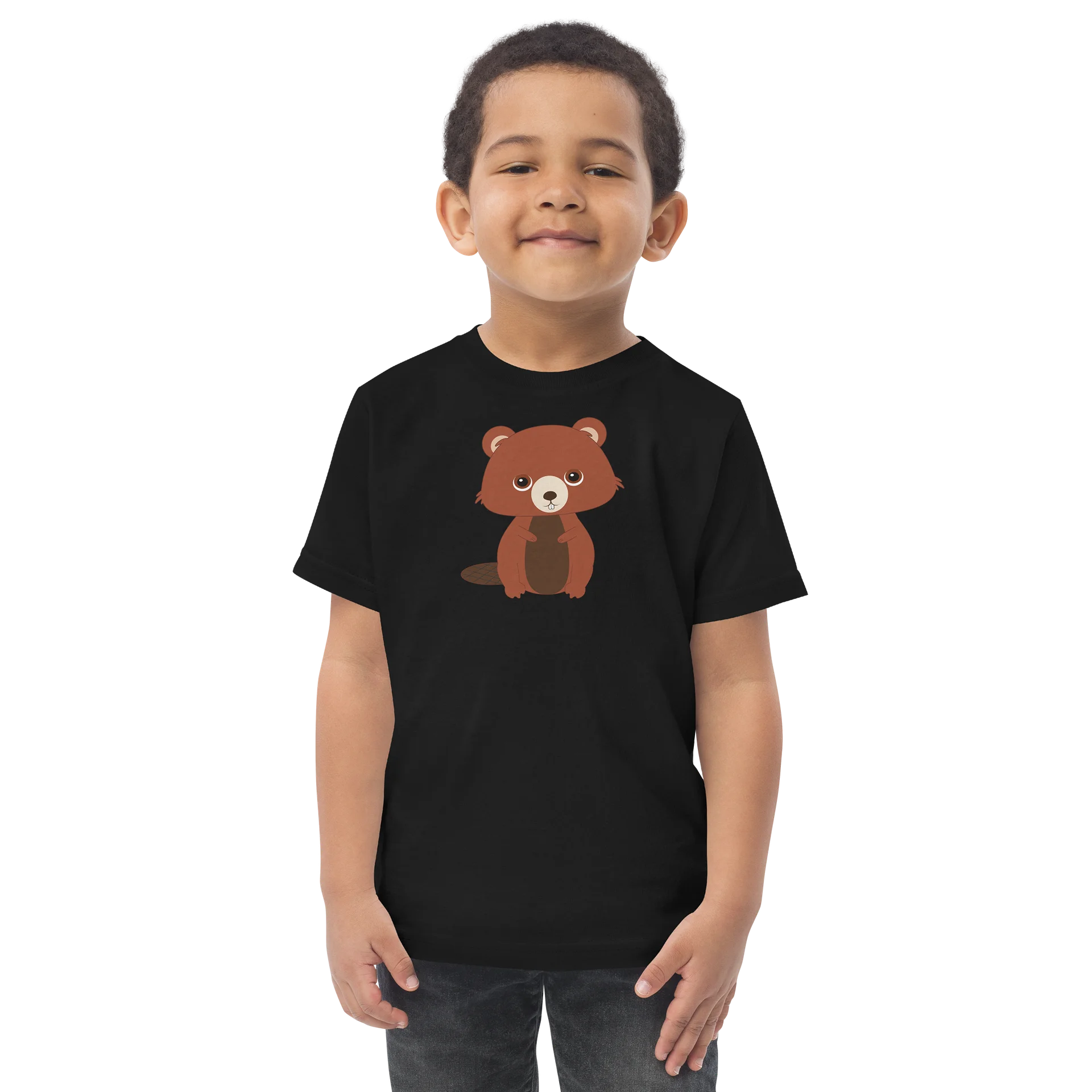 Sitting Woodland Friend Beaver Toddler Jersey T-Shirt product image (1)