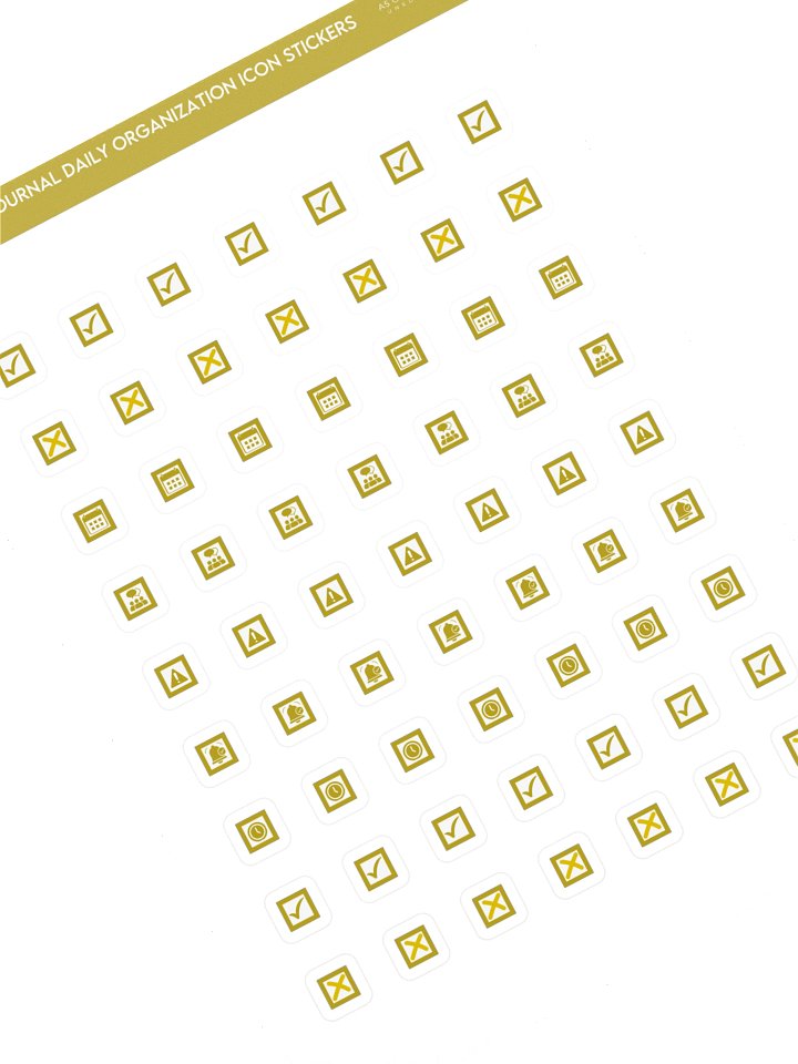 Daily Icons Journal Stickers A5 — Physical Sticker Sheet - Old Gold product image (1)