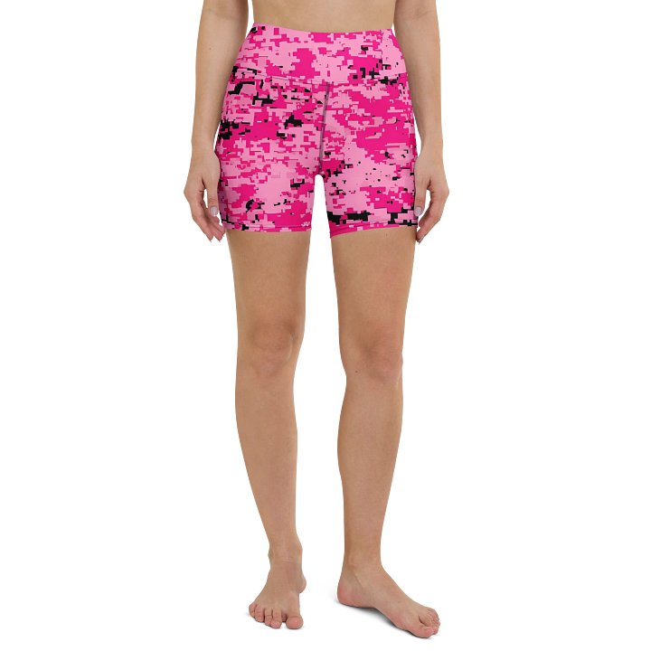 Pixel Pink Camo Yoga Shorts product image (2)