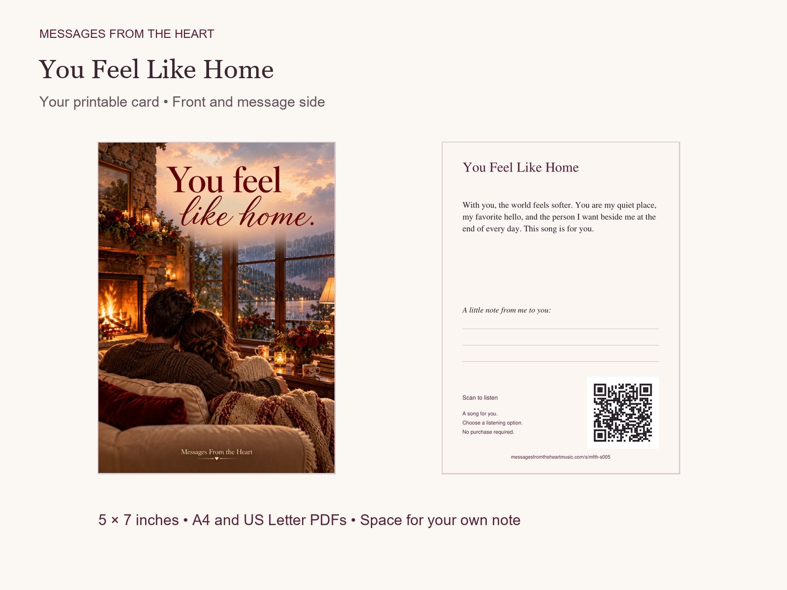 You Feel Like Home — Printable Song Gift product image (2)