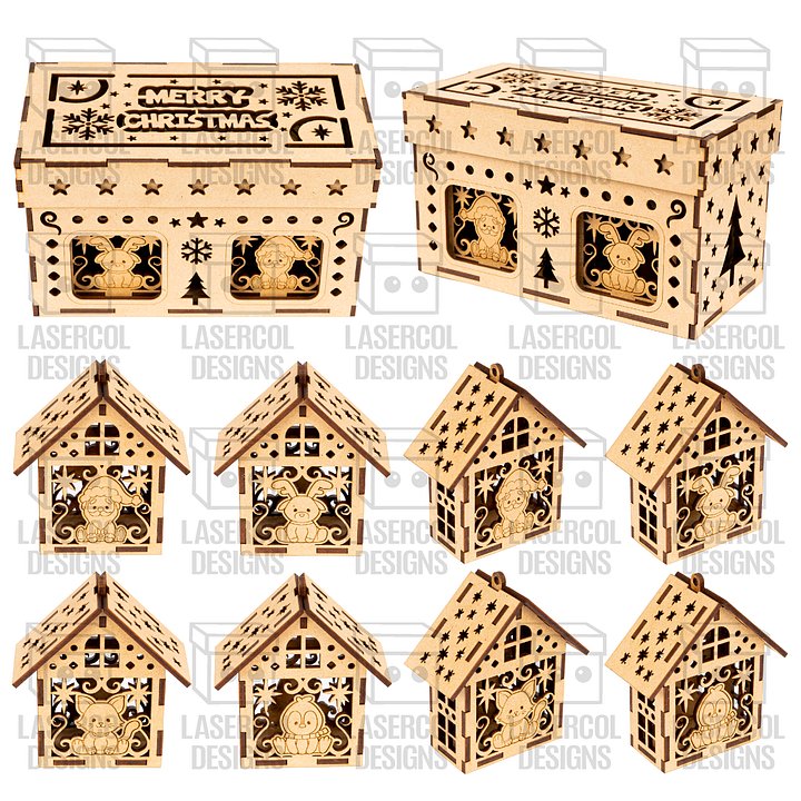 Christmas Ornaments Houses Box Set 1 - Laser Cut Files product image (2)