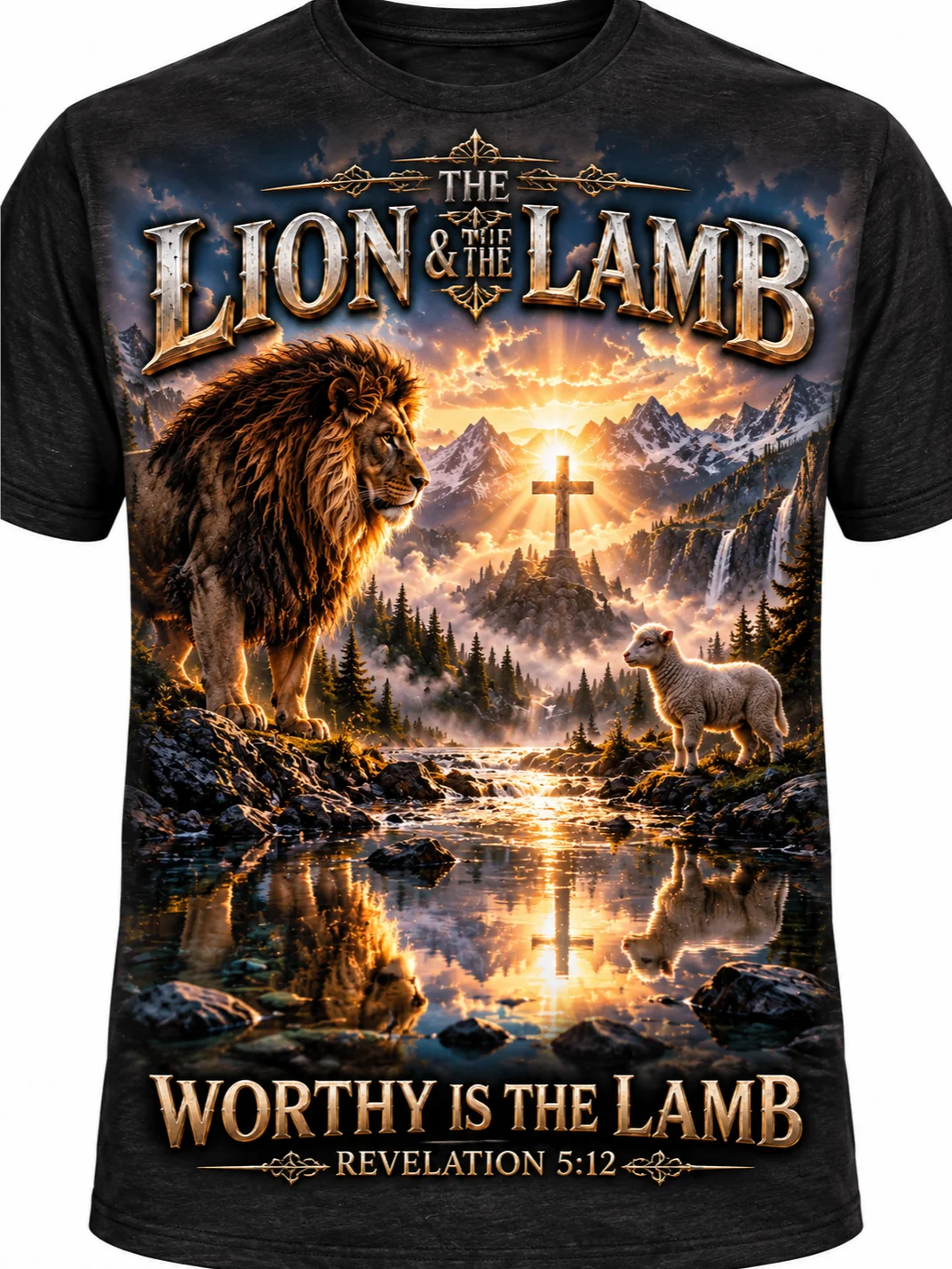 The Lion & the Lamb – Worthy Is the Lamb – Revelation 5:12 T-Shirt product image (2)