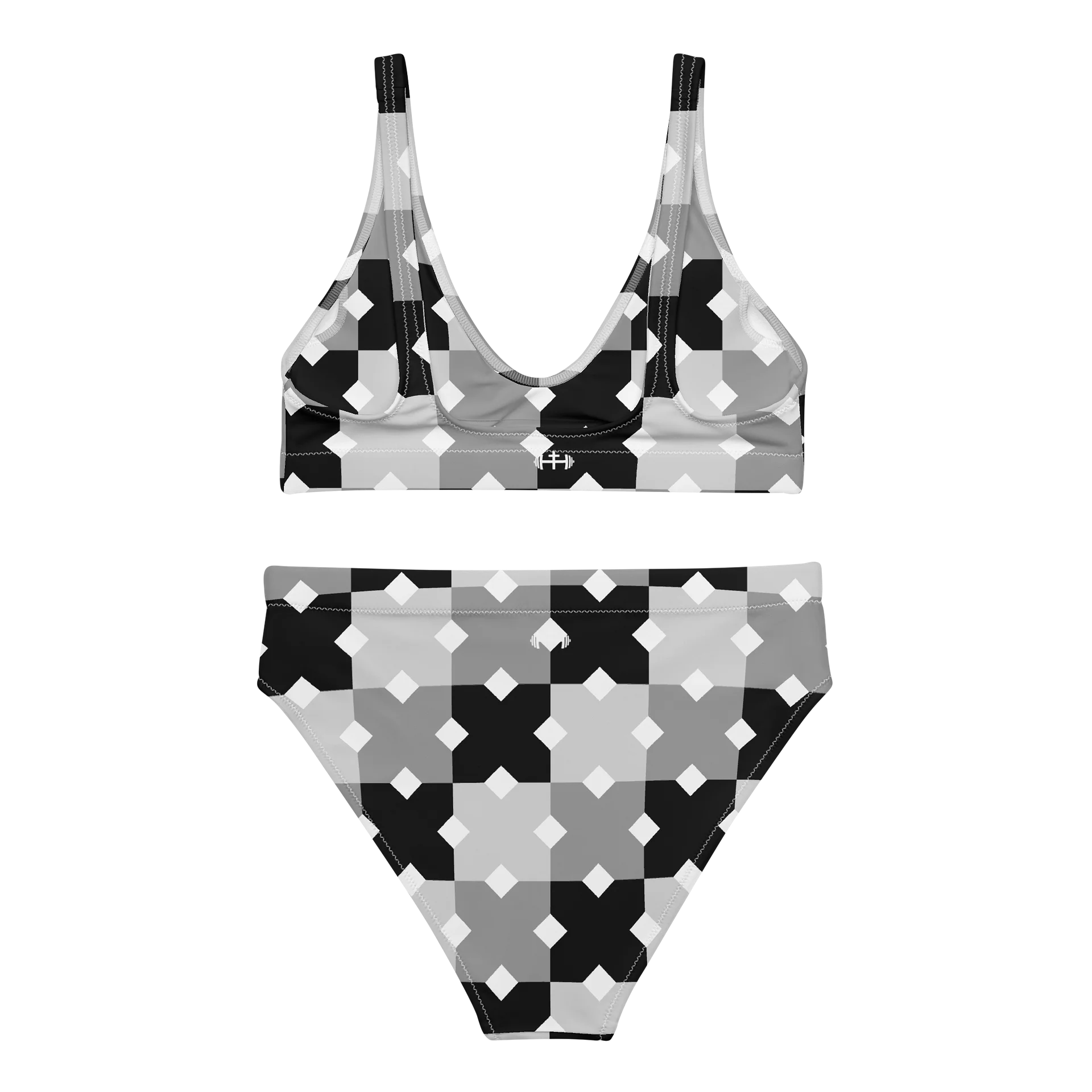 His House Womens High Waisted Bikini Set - Monochrome Mosaic product image (6)
