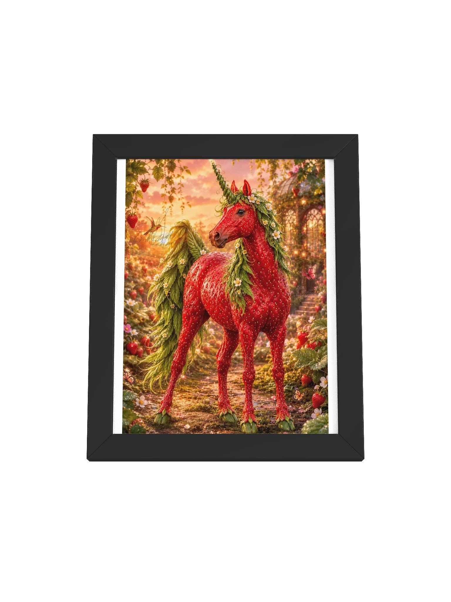 Strawberry Unicorn Black Framed Poster product image (33)