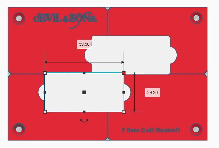 Precision Bass Guitar Style Pickup Routing Template - LEFT HANDED (3D Print File) product image (3)
