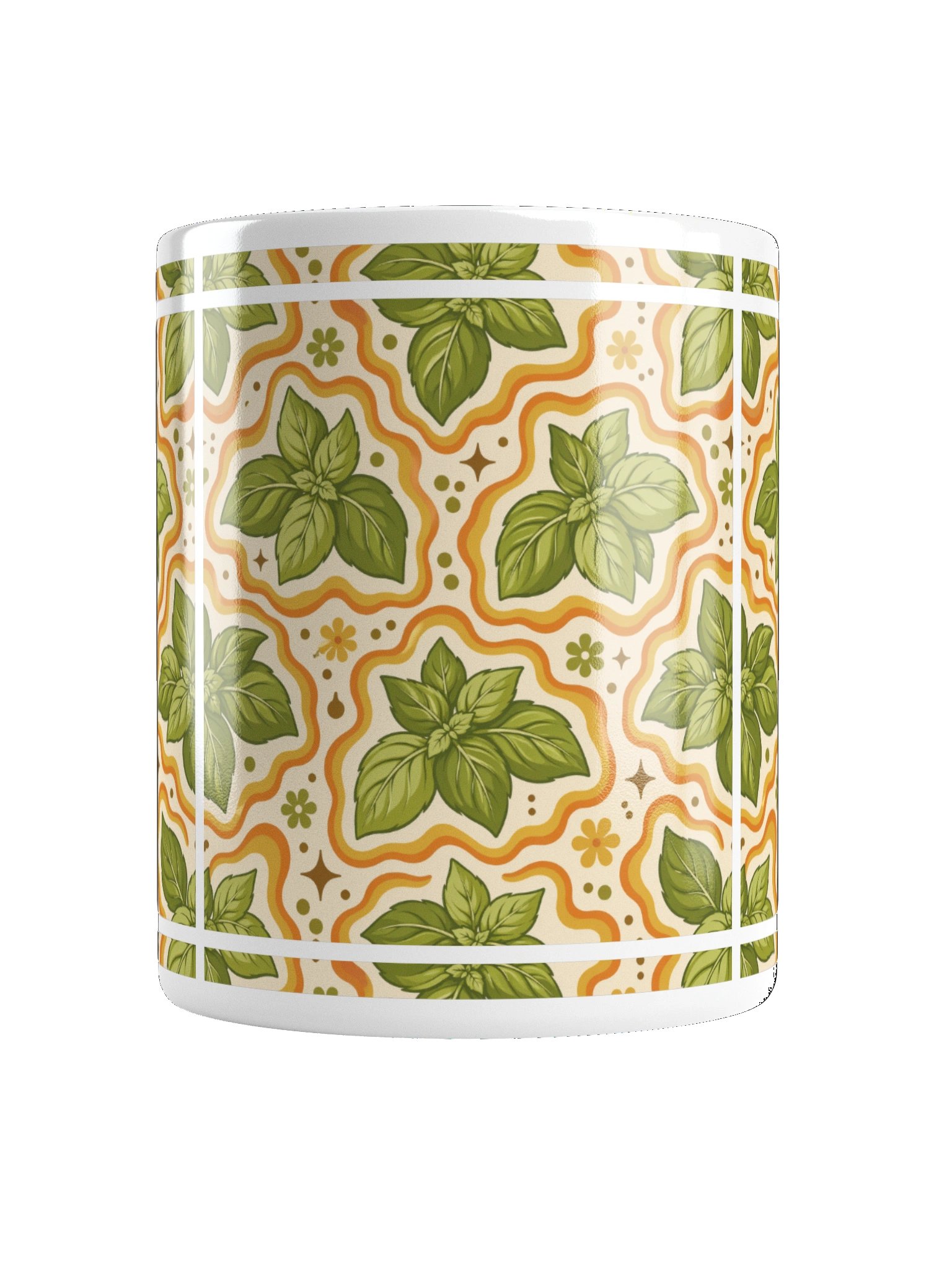 Retro Basil Leaf Pattern Ceramic Mug product image (2)