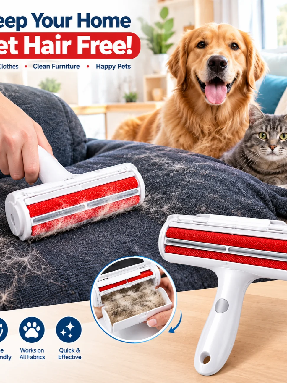 🐶 Pet Hair Everywhere? Try This Reusable Pet Hair Remover! 🐱✨ product image (1)