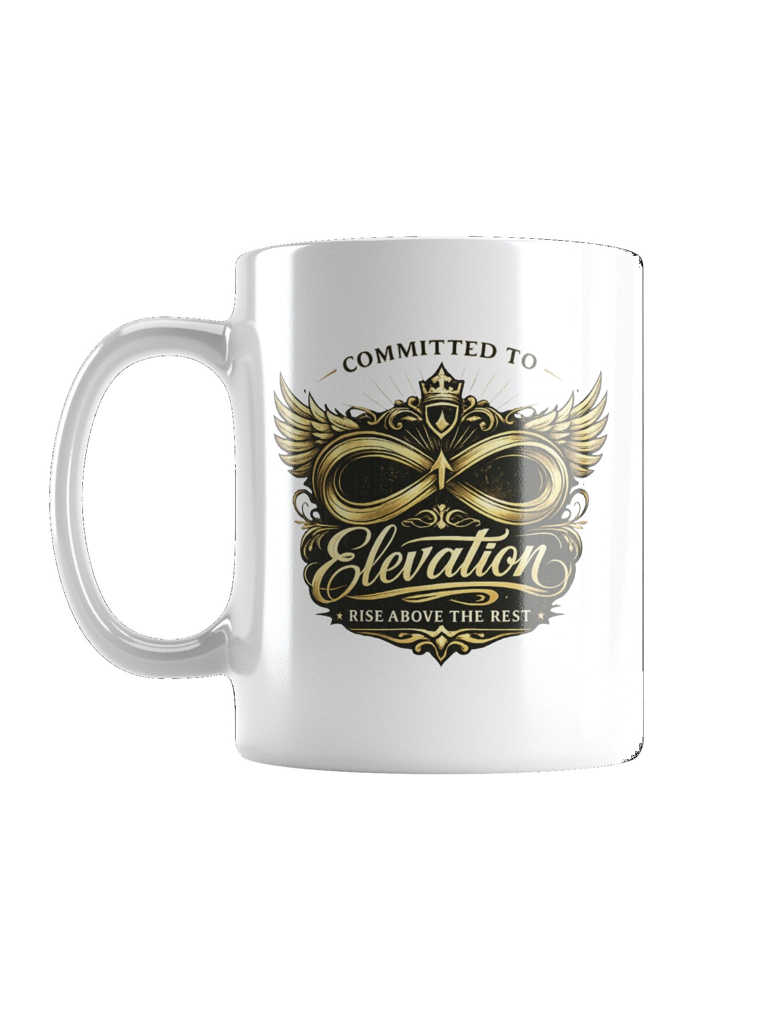 Committed To Elevation — White Glossy Mug (Rise Above The Rest) product image (1)
