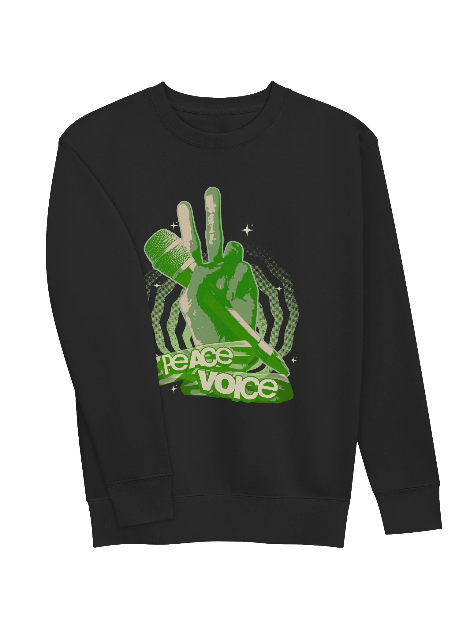 Peace Voice Sweatshirt - Hip Hop Microphone Hand Sign Sweatshirt | green design| Music Lover Rap Tee product image (3)