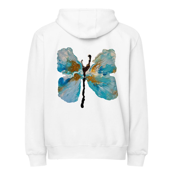 Urban Gold and Blue Butterfly Zip-up Hoodie product image (1)