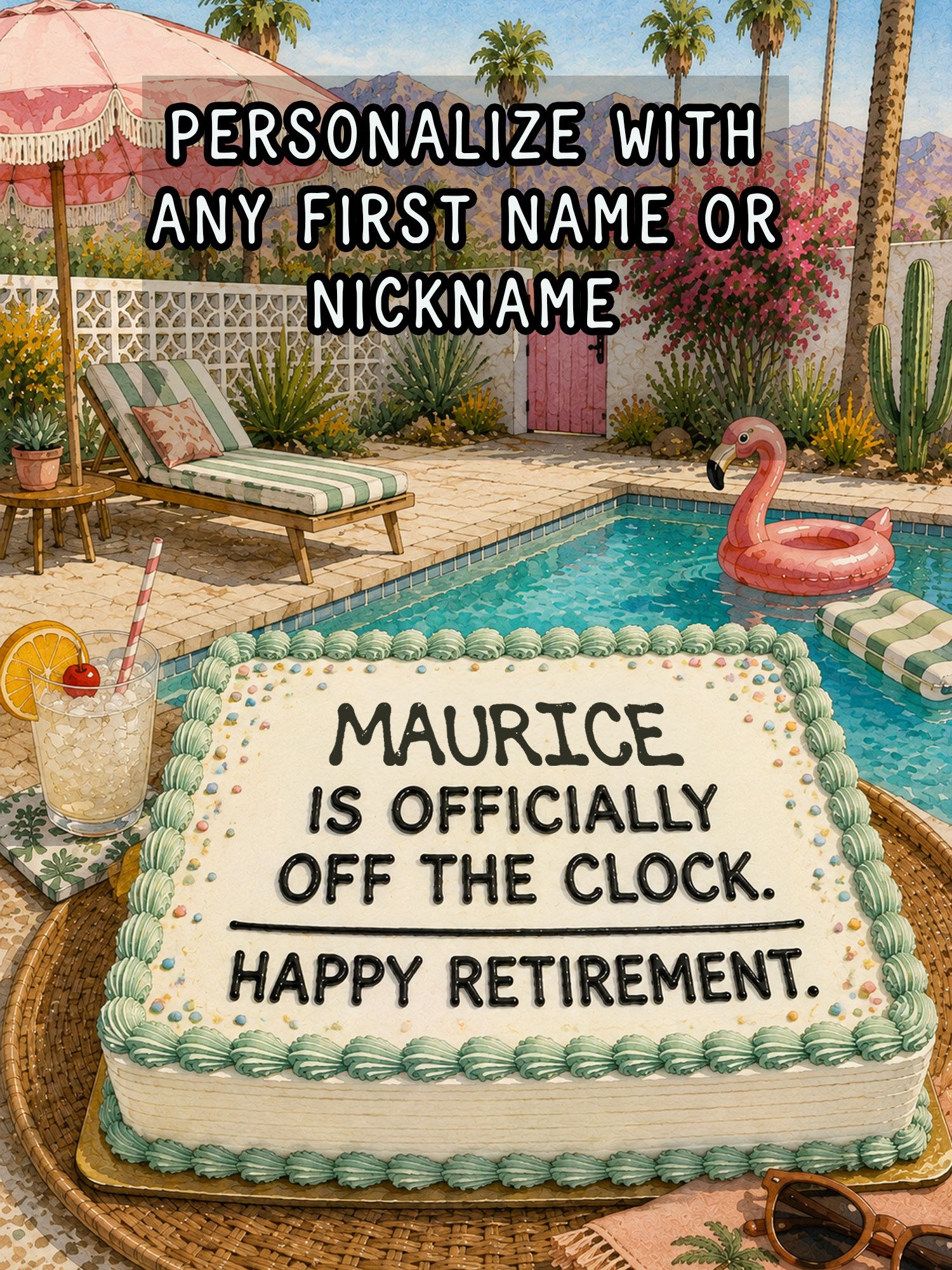 PERSONALIZED RETIREMENT CARD: [Name] Is Off The Clock (Customized) product image (1)