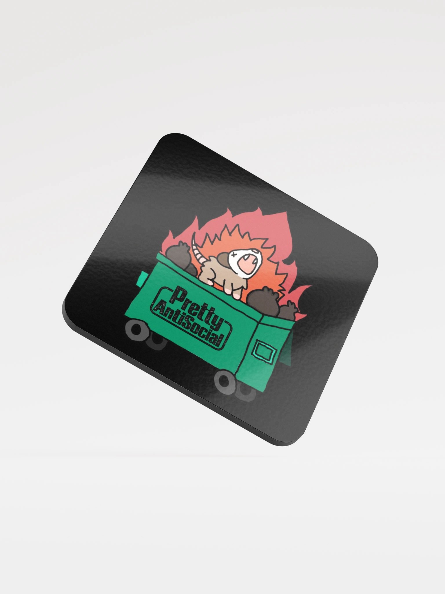 PASP Dumpster Fire Cork Coaster product image (1)
