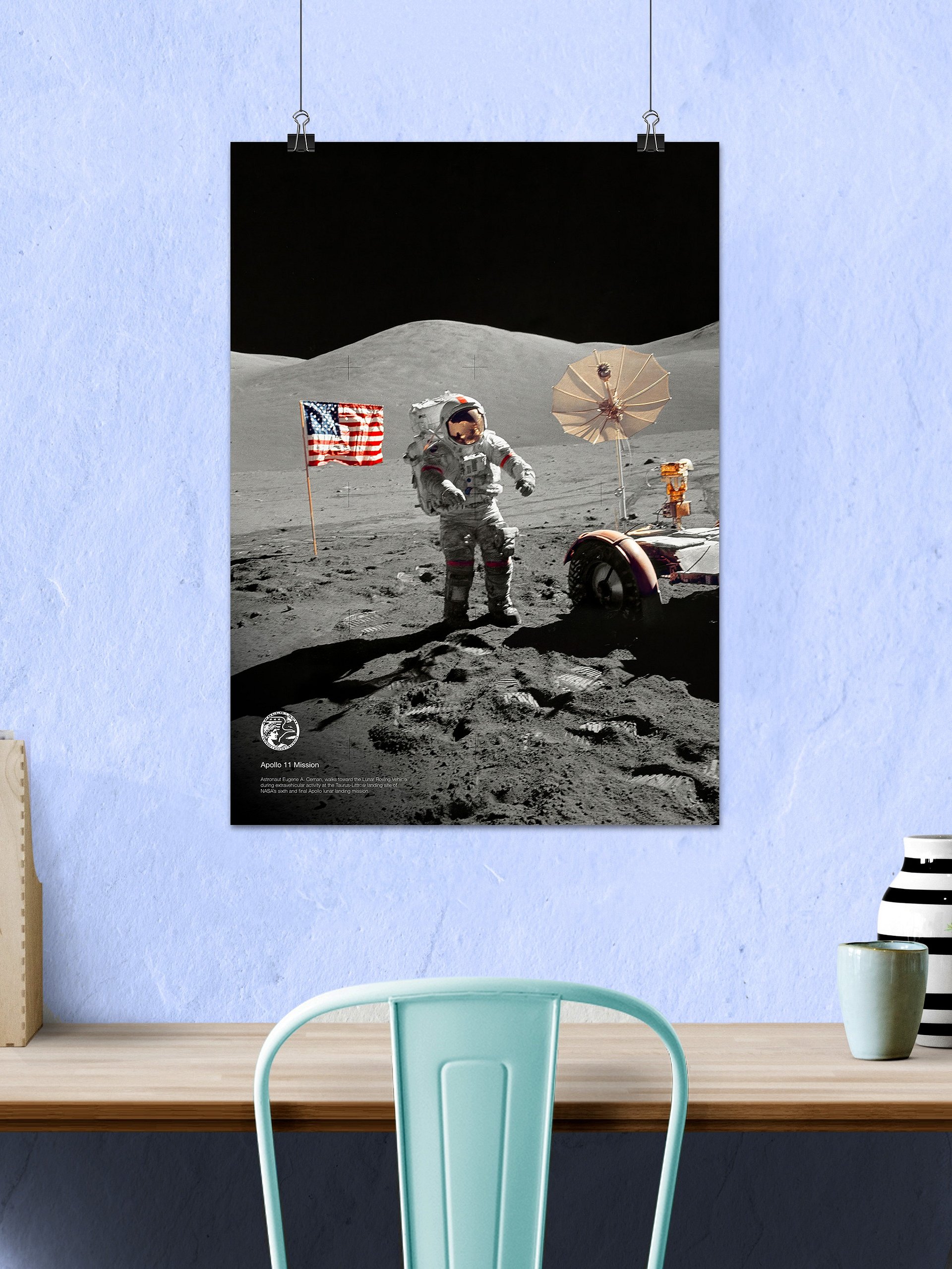 NASA Apollo 17: Astronaut Eugene A. Cernan, Last astronaut on the Moon, 1972 — space poster, space art, photo poster, NASA print product image (2)