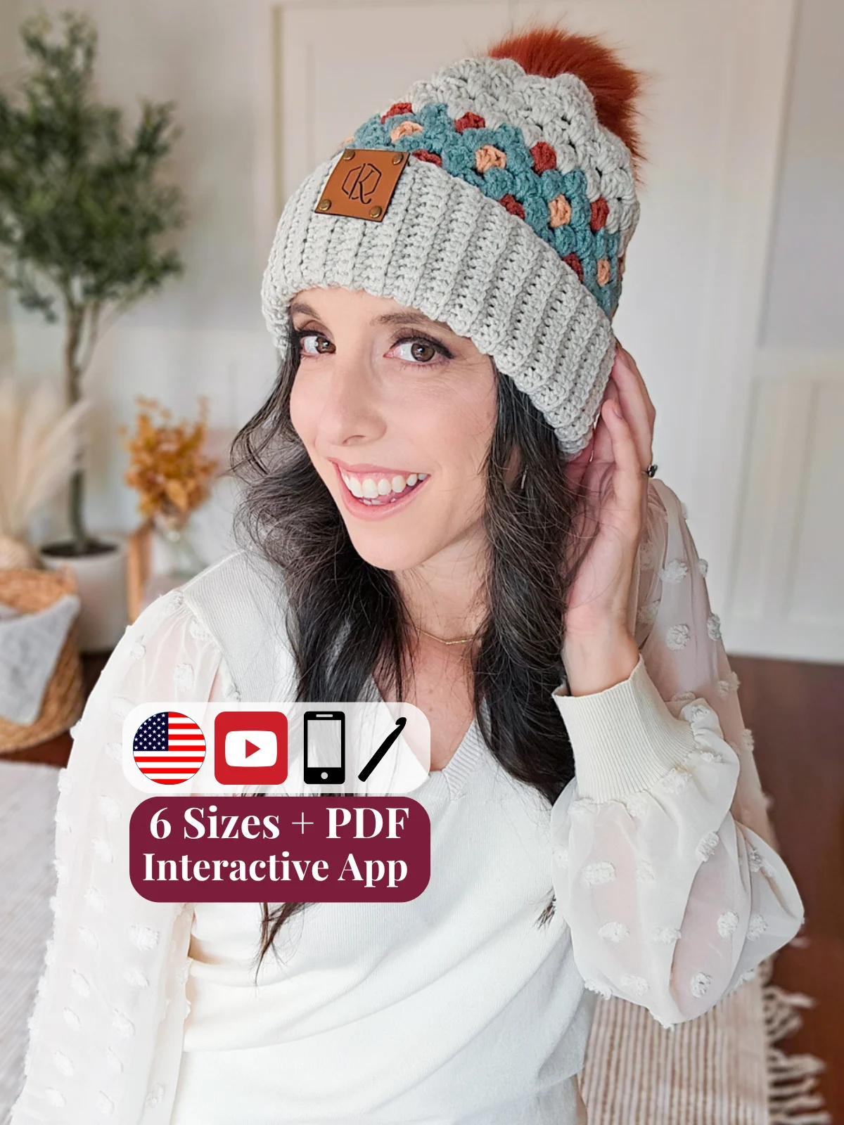 Gemstone Hues Crochet Beanie PDF Pattern product image (1)