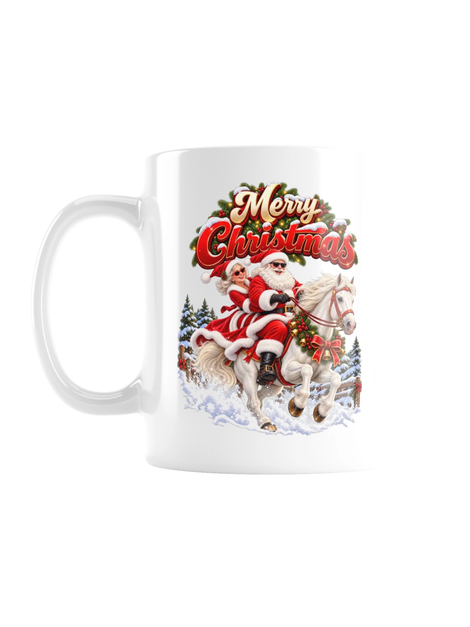 MERRY CHRISTMAS — SANTA & MRS. CLAUS HORSEBACK ADVENTURE - MUG product image (1)