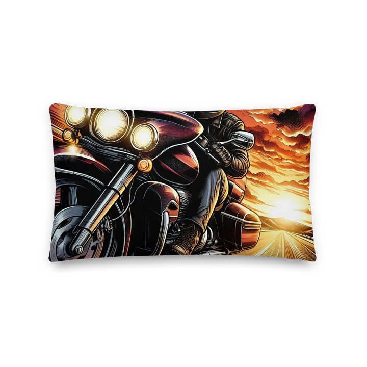 Ride into the Sunset Premium Pillow | | Ai Design Roads never end product image (2)
