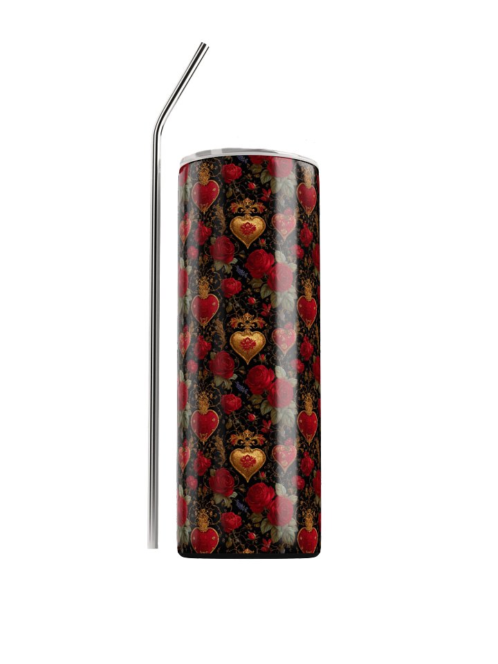 Baroque Rose & Sacred Heart Stainless Steel Tumbler – Gothic Floral Design product image (1)