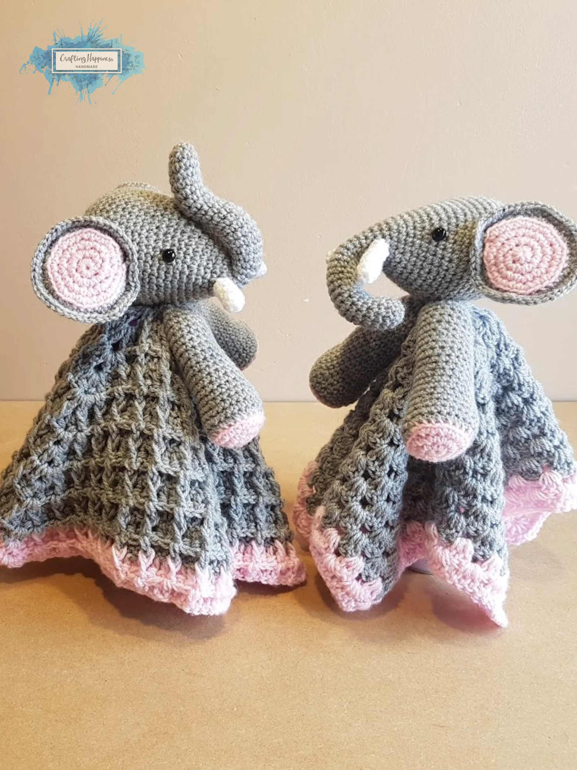 Crochet Elephant Lovey Pattern, Waffle or Granny Stitch PDF Pattern - Crafting Happiness product image (5)