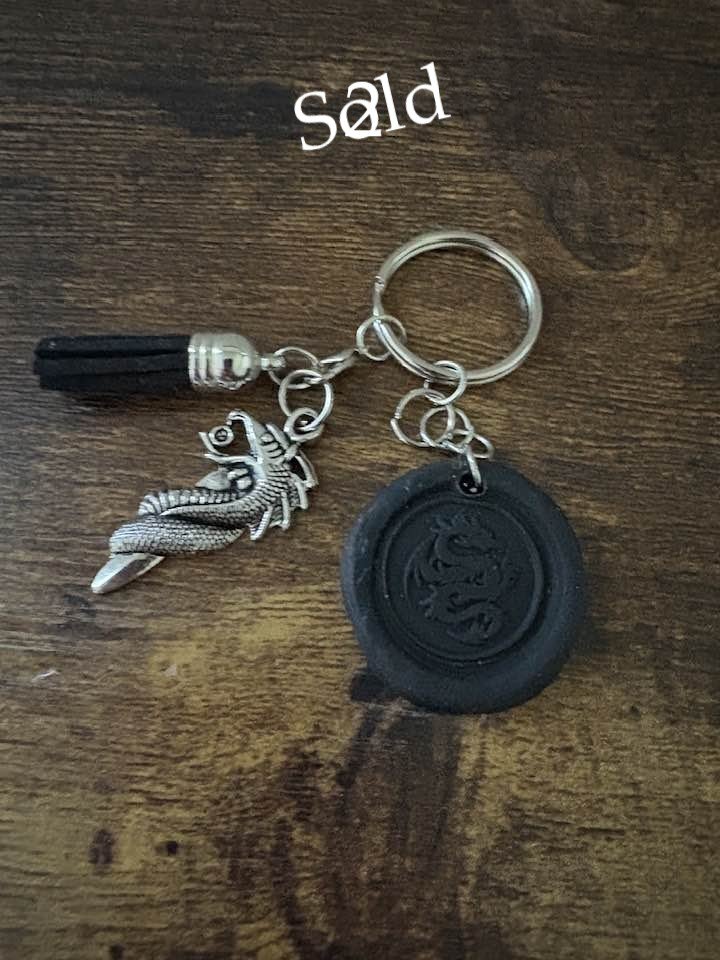 🗝️ Handmade Clay Keychains with Charms & Tassels – Dragons, Coffee, Dogs, and Cats product image (2)