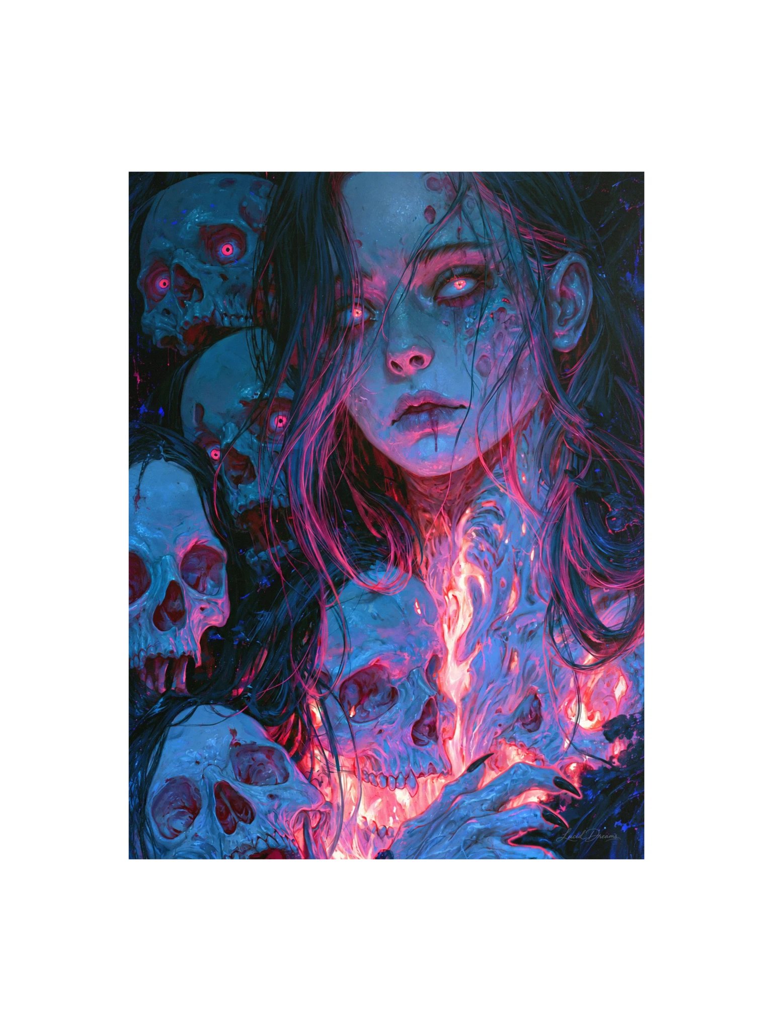 Gothic Woman & Skulls Art Print — Where the Dead Still Dream product image (1)