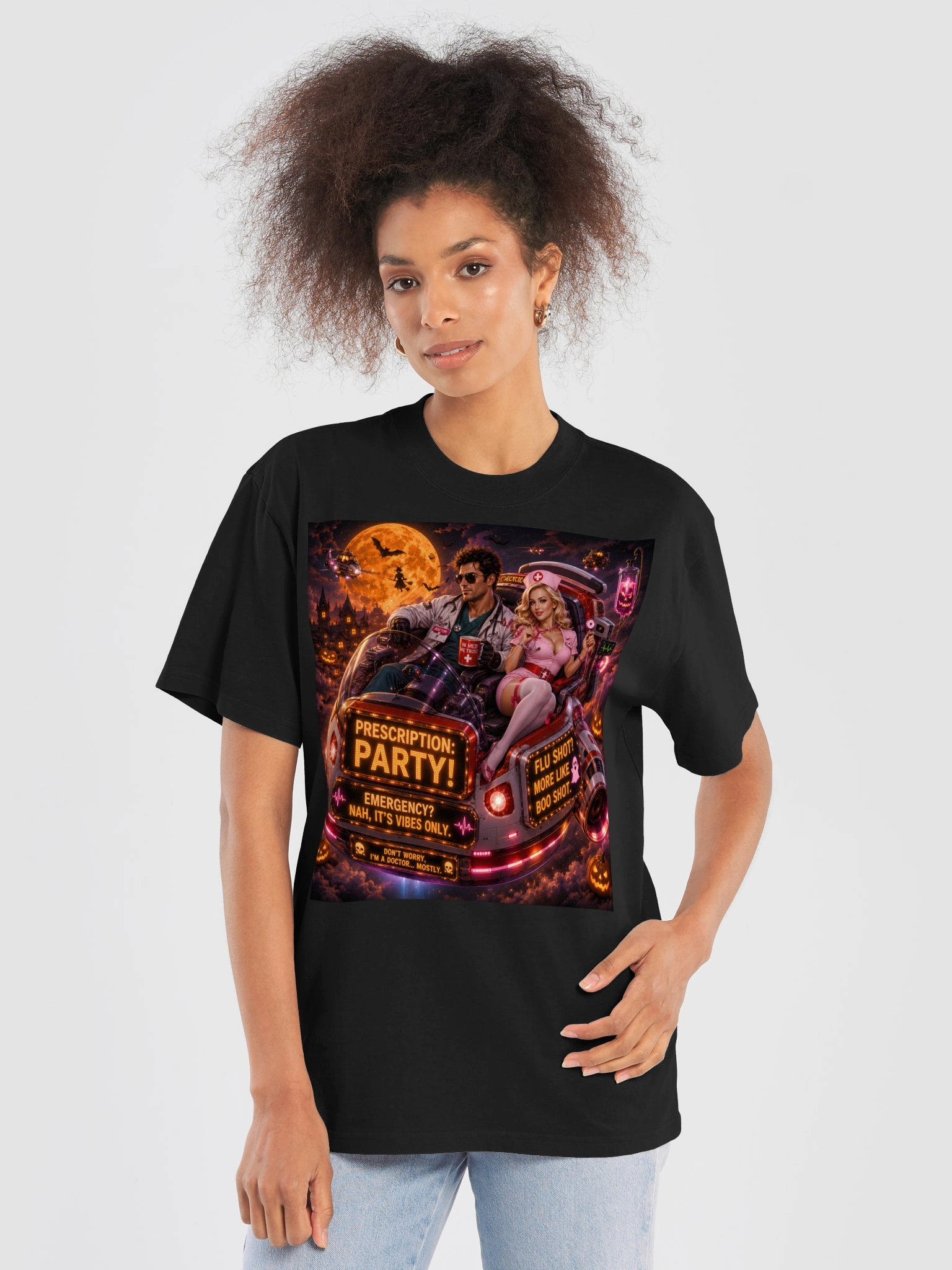Halloween Doctor & Pink Nurse Hovercraft T-Shirt | Prescription Party product image (5)