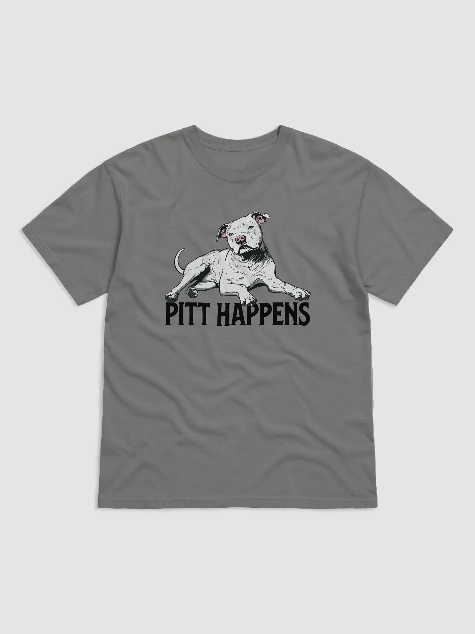 Pitt Happens T-Shirt of a Pitbull Terrier (White) | Funny T-Shirt for Pitbull, Bully, and Staffordshire Terrier Paw-rents product image (1)