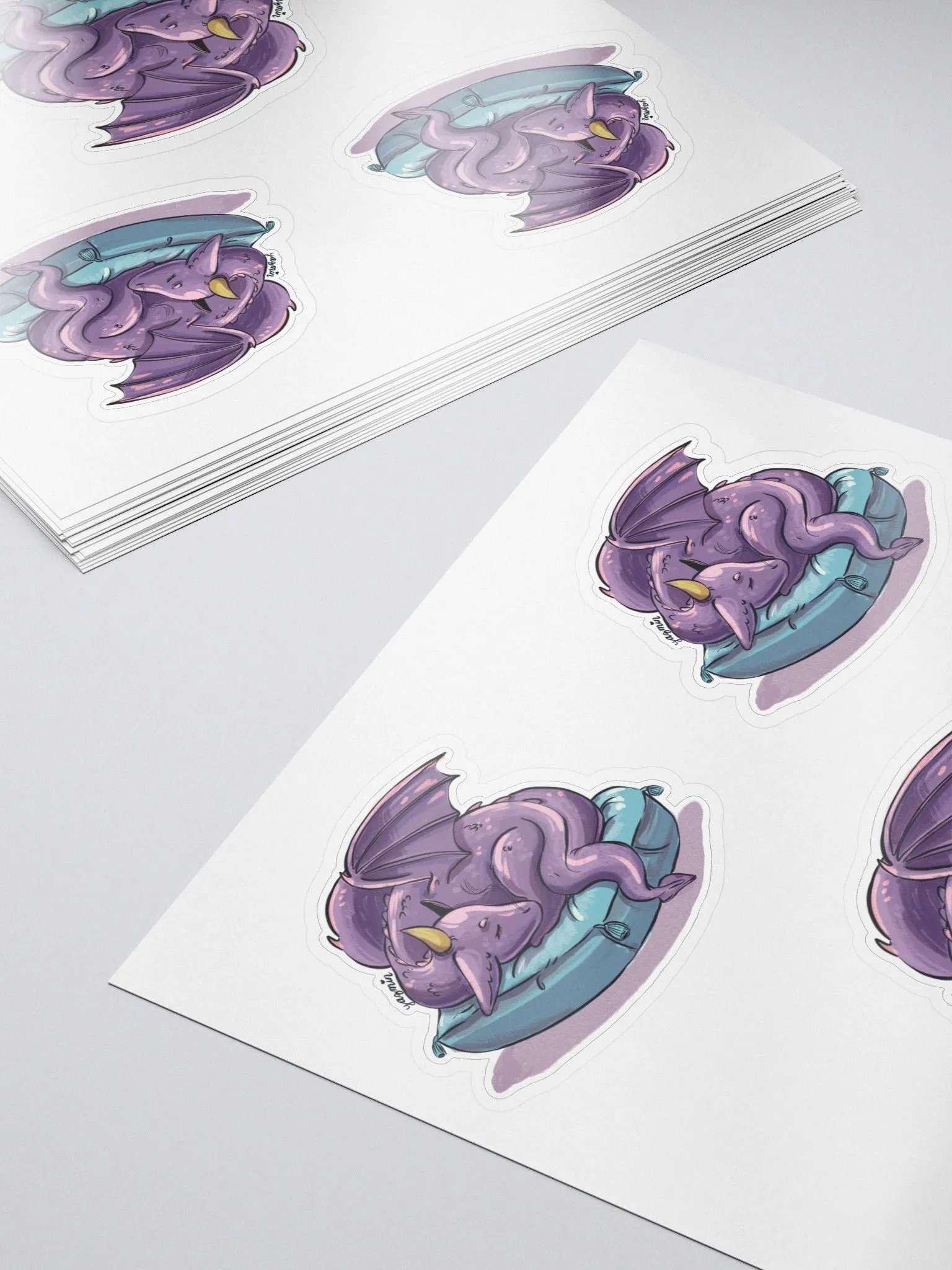 Young Dragon Sleeping on Pillow Sticker Set - Whimsical Fantasy Decals product image (5)