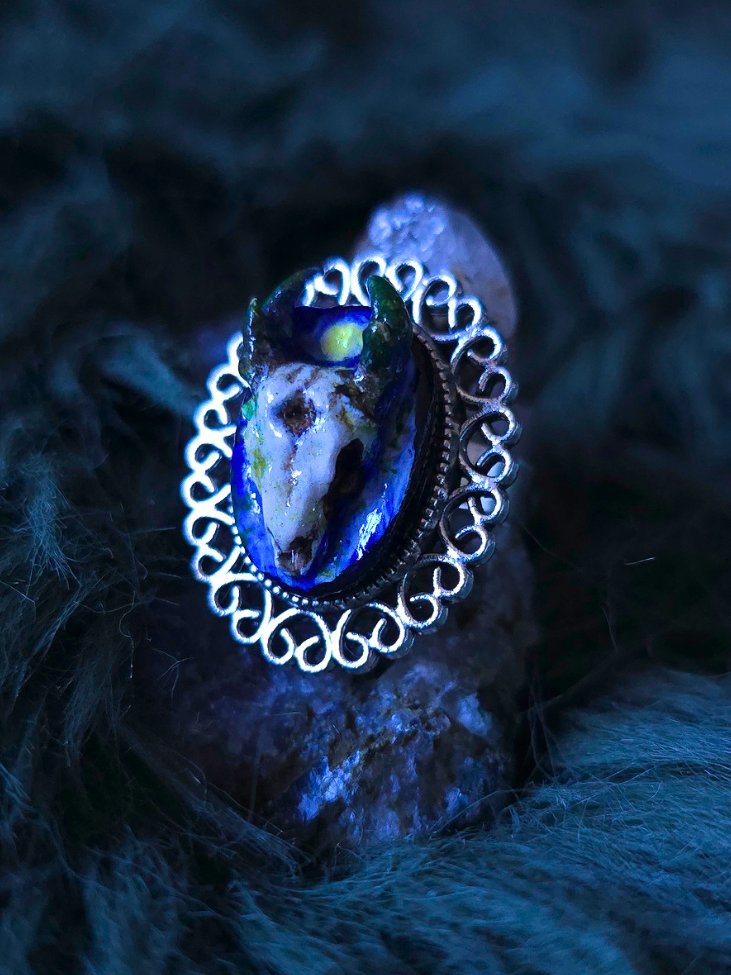 Custom Colour Deer Forest Guardian with Moon - Silver Ring product image (2)