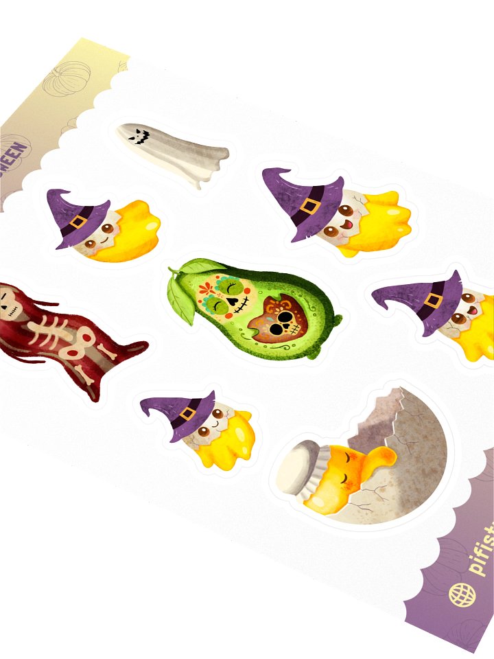 Keto Halloween Sticker Sheet | Cute Spooky Stickers with Mr. Crisp, Keggs & Lovocado product image (2)