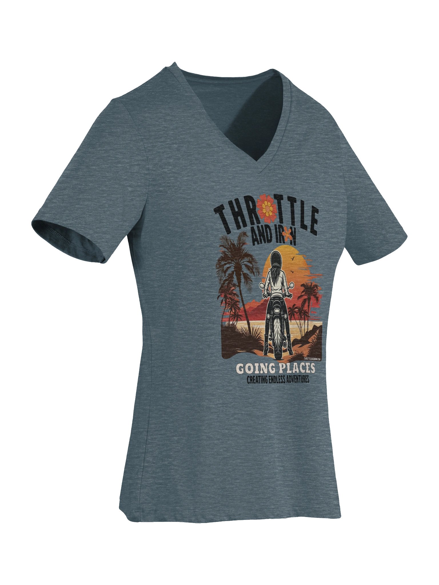 Throttle & Iron “Going Places” Women’s V-Neck Tee (2) Wheel product image (7)