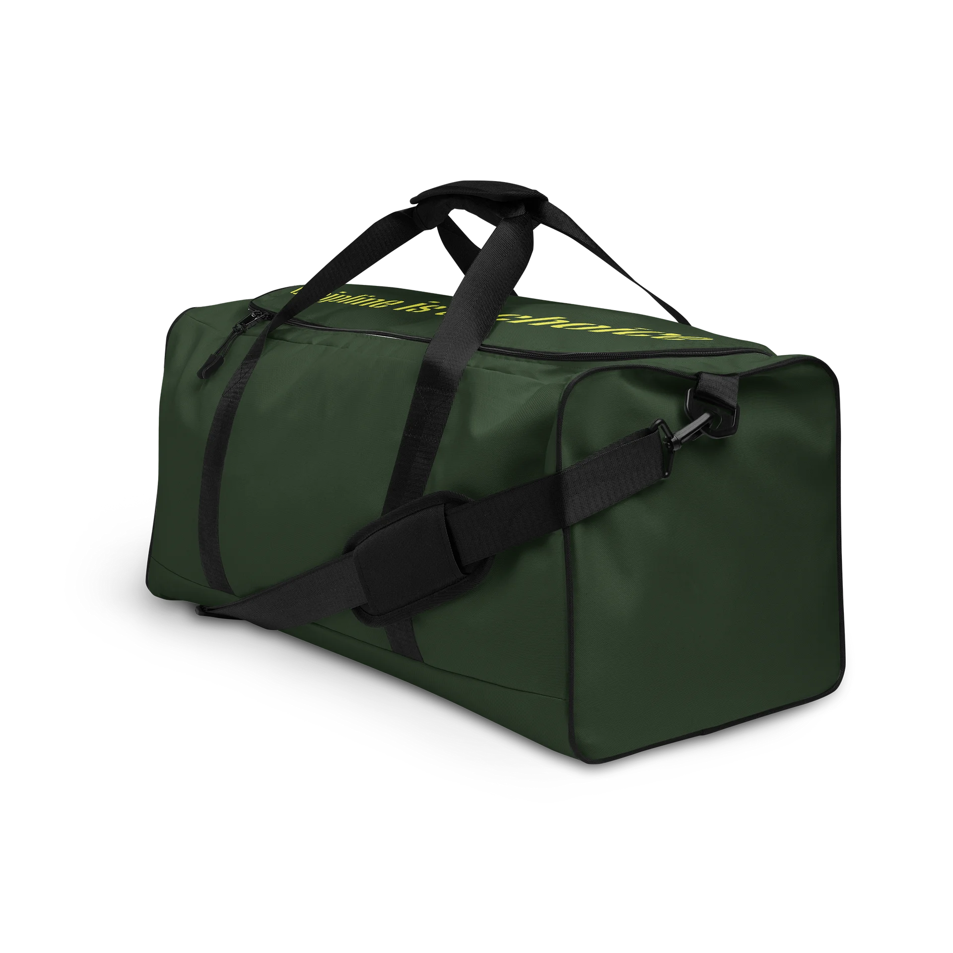 "Discipline is a choice" gym bag dark green product image (4)