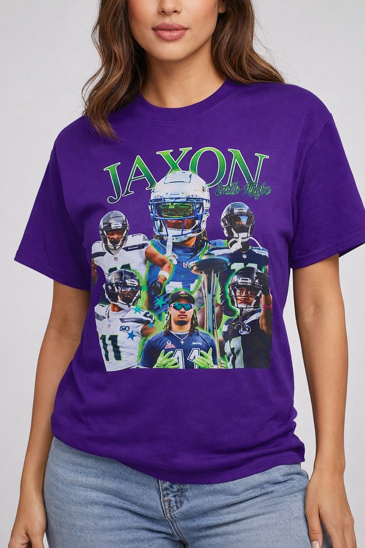 Jaxon Smith-Njigba Shirt Vintage 90s Bootleg Retro Seattle Football Graphic Tee product image (1)