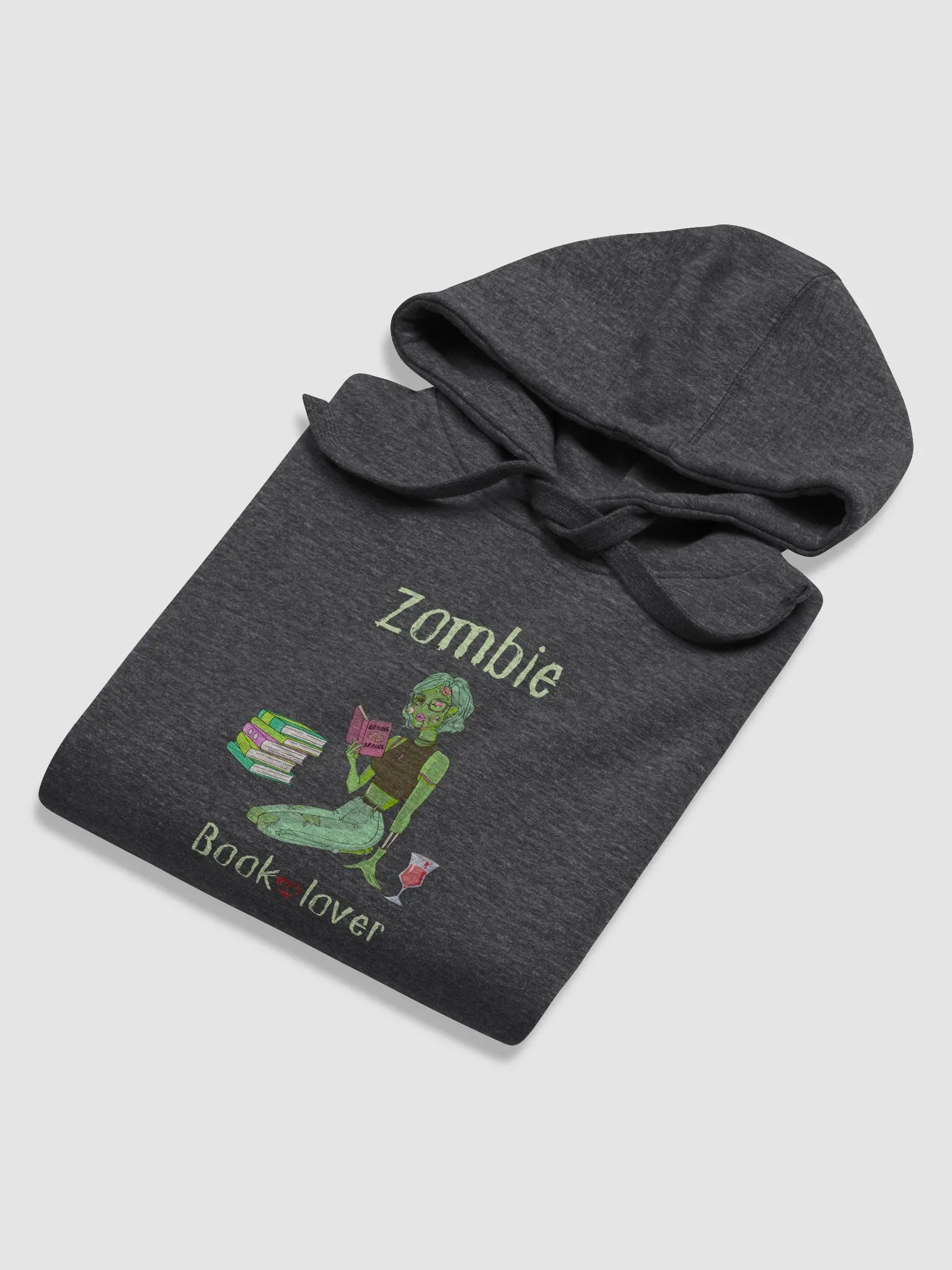 Zombie Book Lover Grey Unisex Hoodie product image (6)