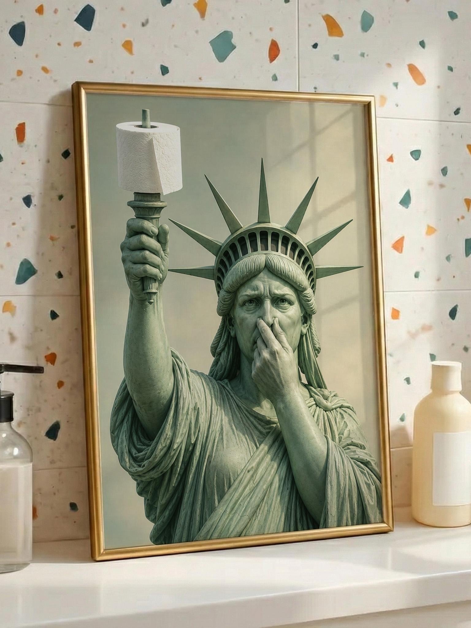 Statue of Liberty Bathroom Art, Funny Toilet Paper Print product image (2)