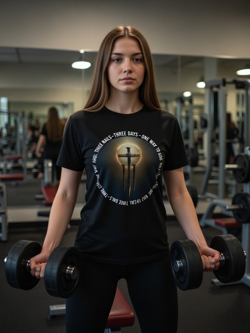 Three Nails T-Shirt. One Way To God Tee, Resurrection Jesus Design, Classic Christian Design product image (2)