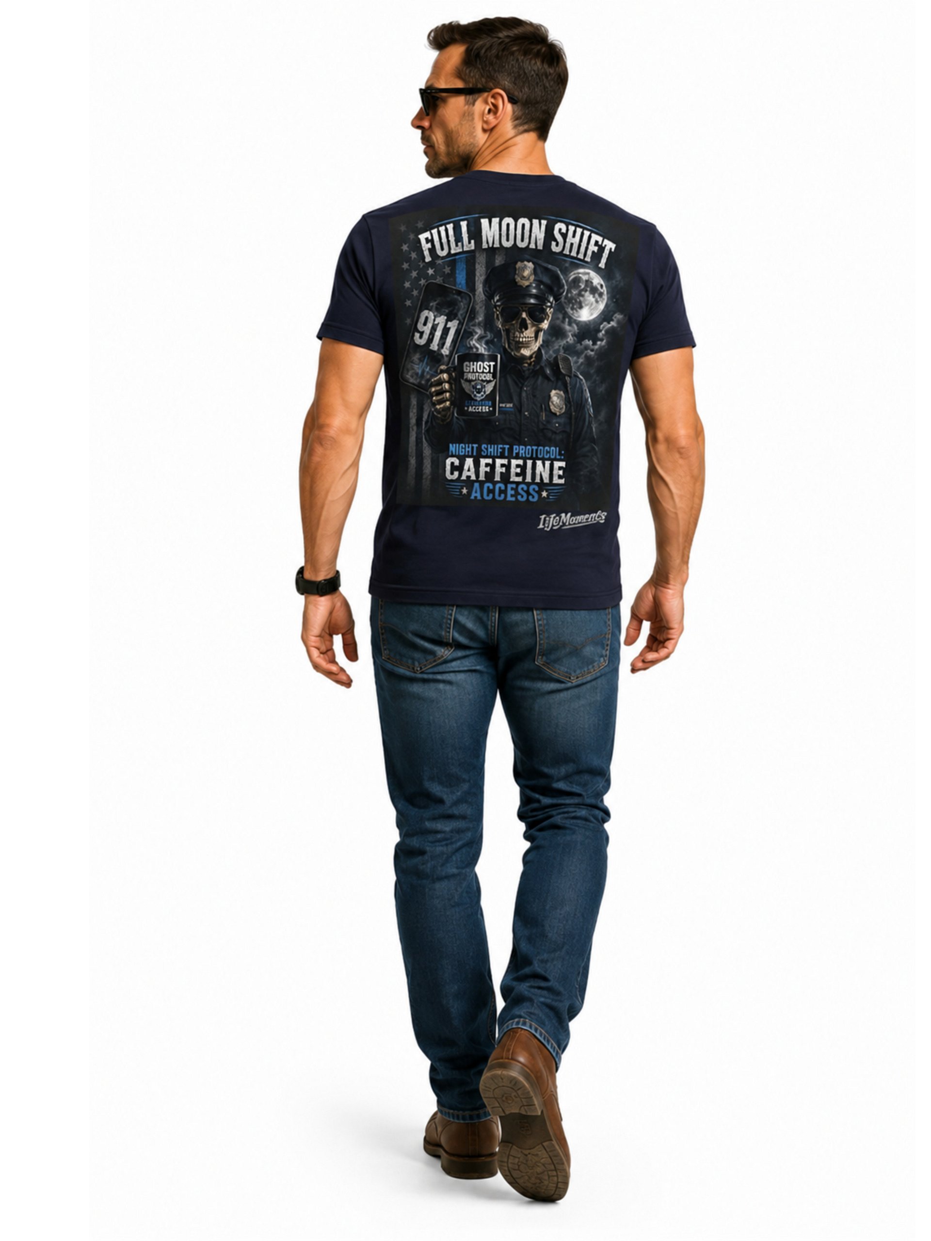 Funny Police Officer Shirt | Night Shift Skeleton Cop Gift | Full Moon Shift product image (3)