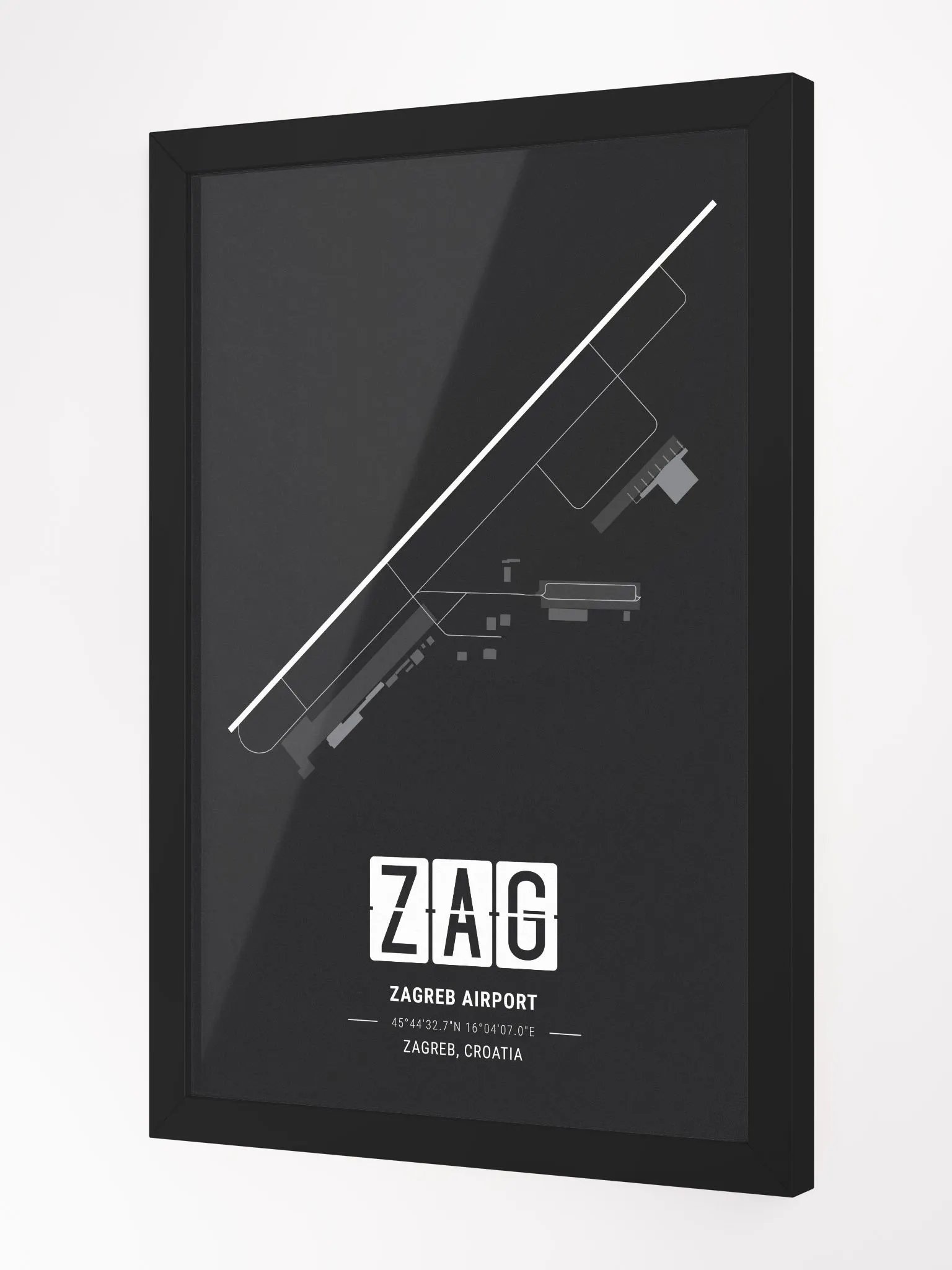 Framed Airport ZAG Premium Map On Matt Paper product image (2)