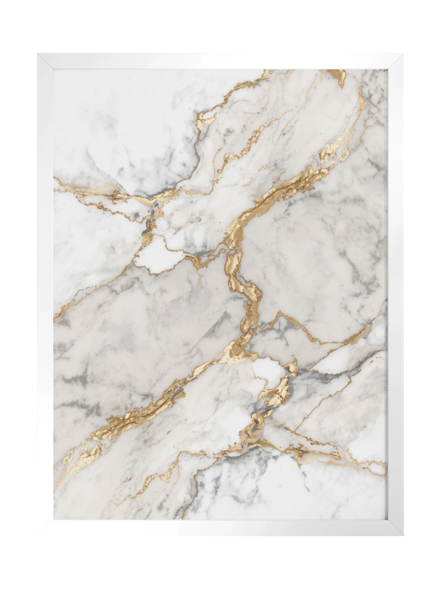 Golden Veins Marble Wall Art | Elegant White & Gold Abstract Decor-46×61 cm product image (5)
