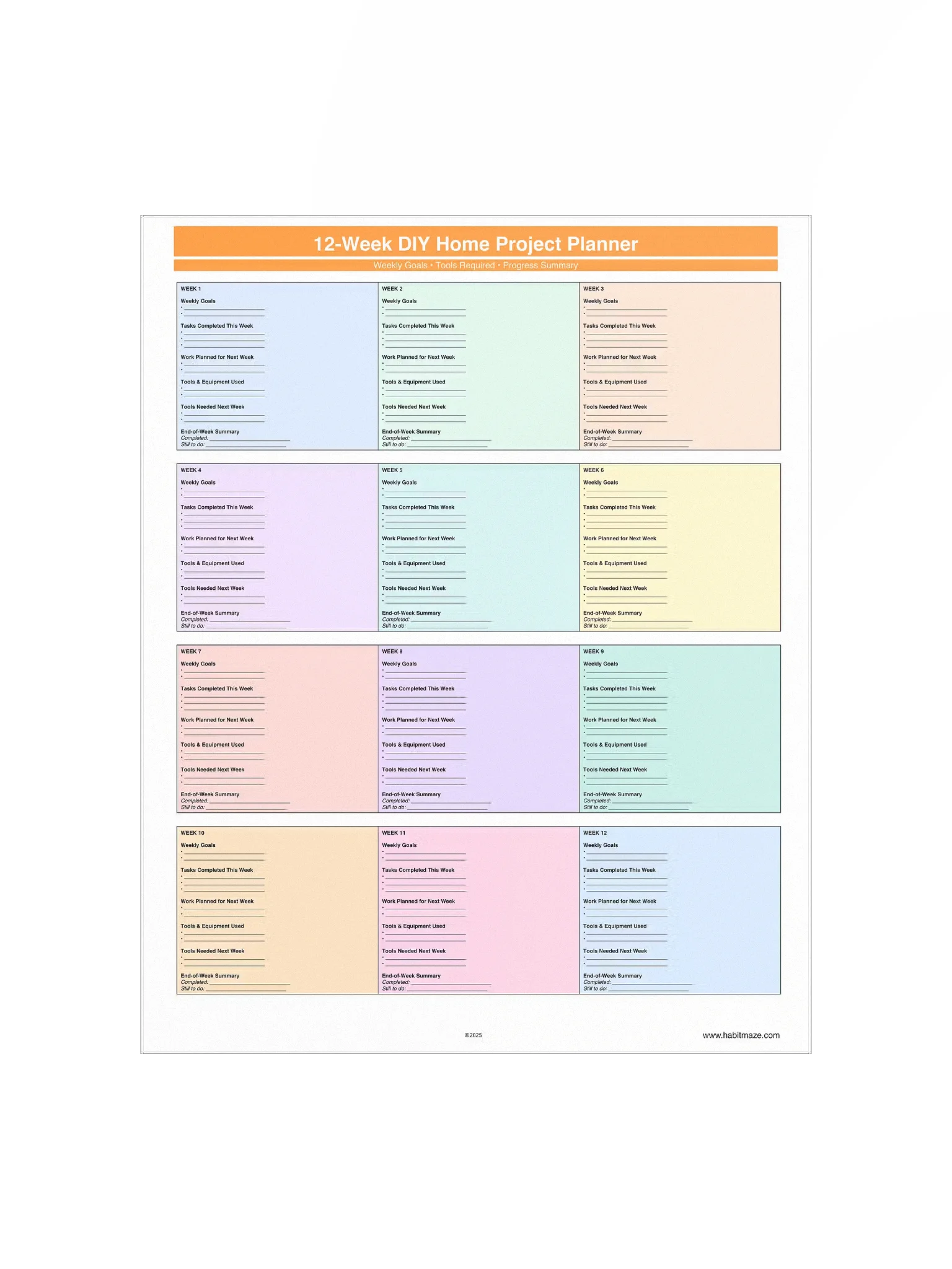 12 Week DIY Home Project Planner product image (2)