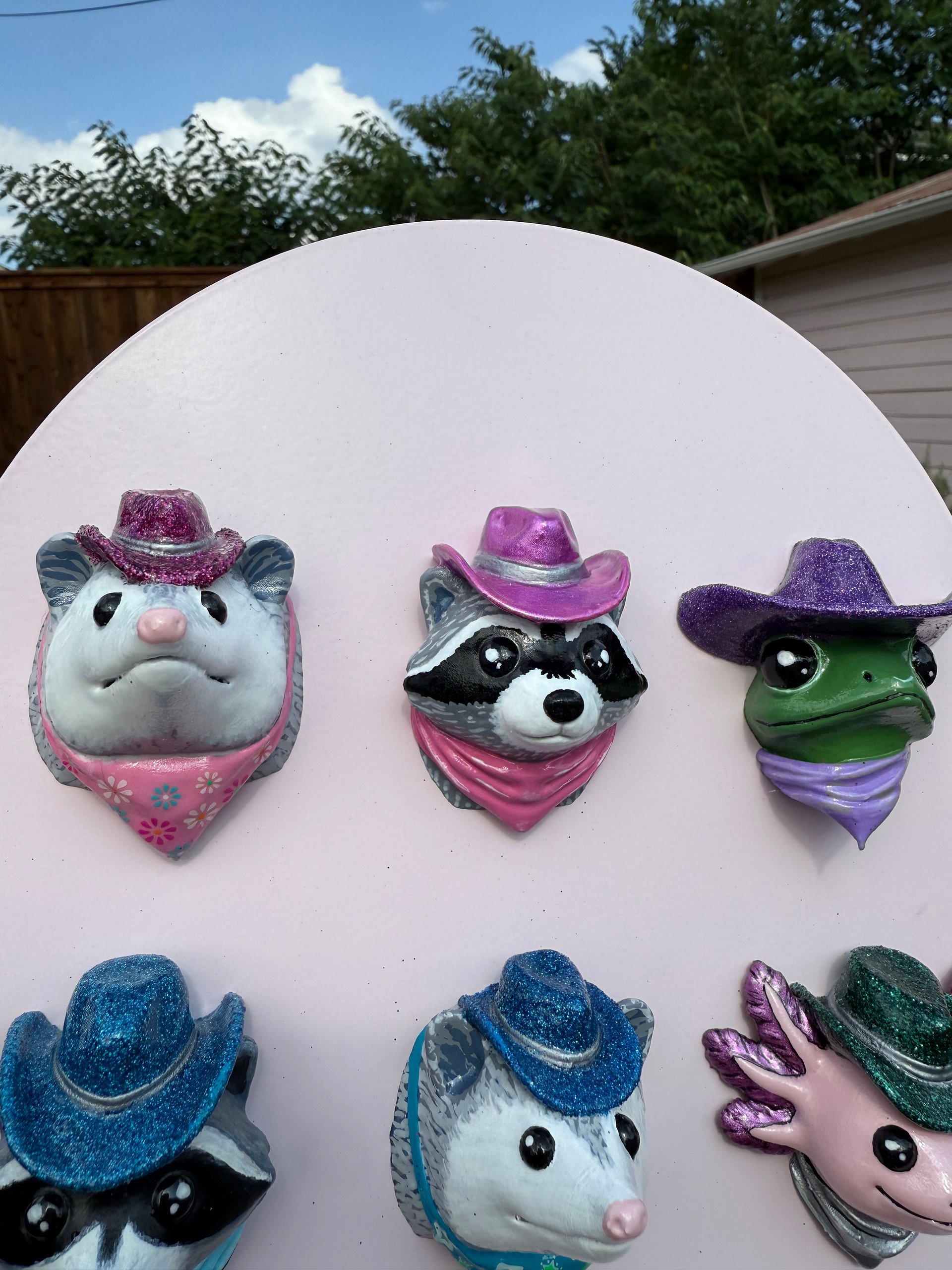 Hand-Panted Raccoon Magnet (Pink) product image (3)