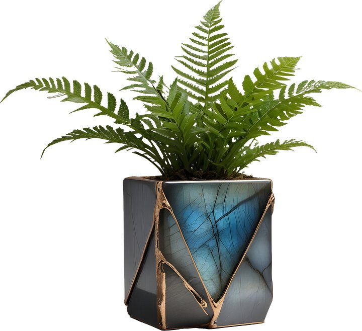 Stellar Luxe – Geometric Labradorite Planter PNG product image (1)