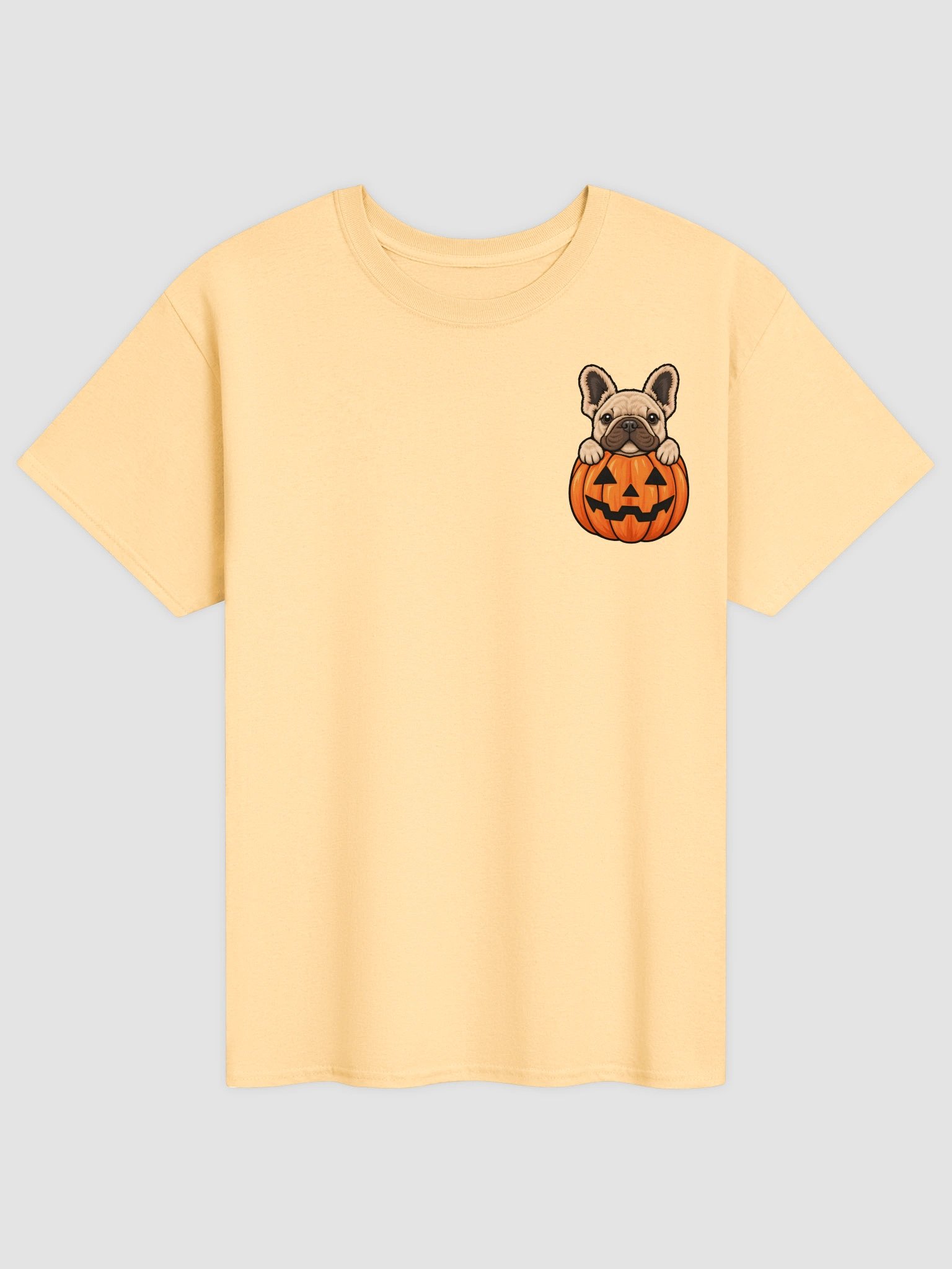 Cute French Bulldog Pumpkin Pocket Shirt - Funny Frenchie Halloween Dog T-Shirt product image (1)