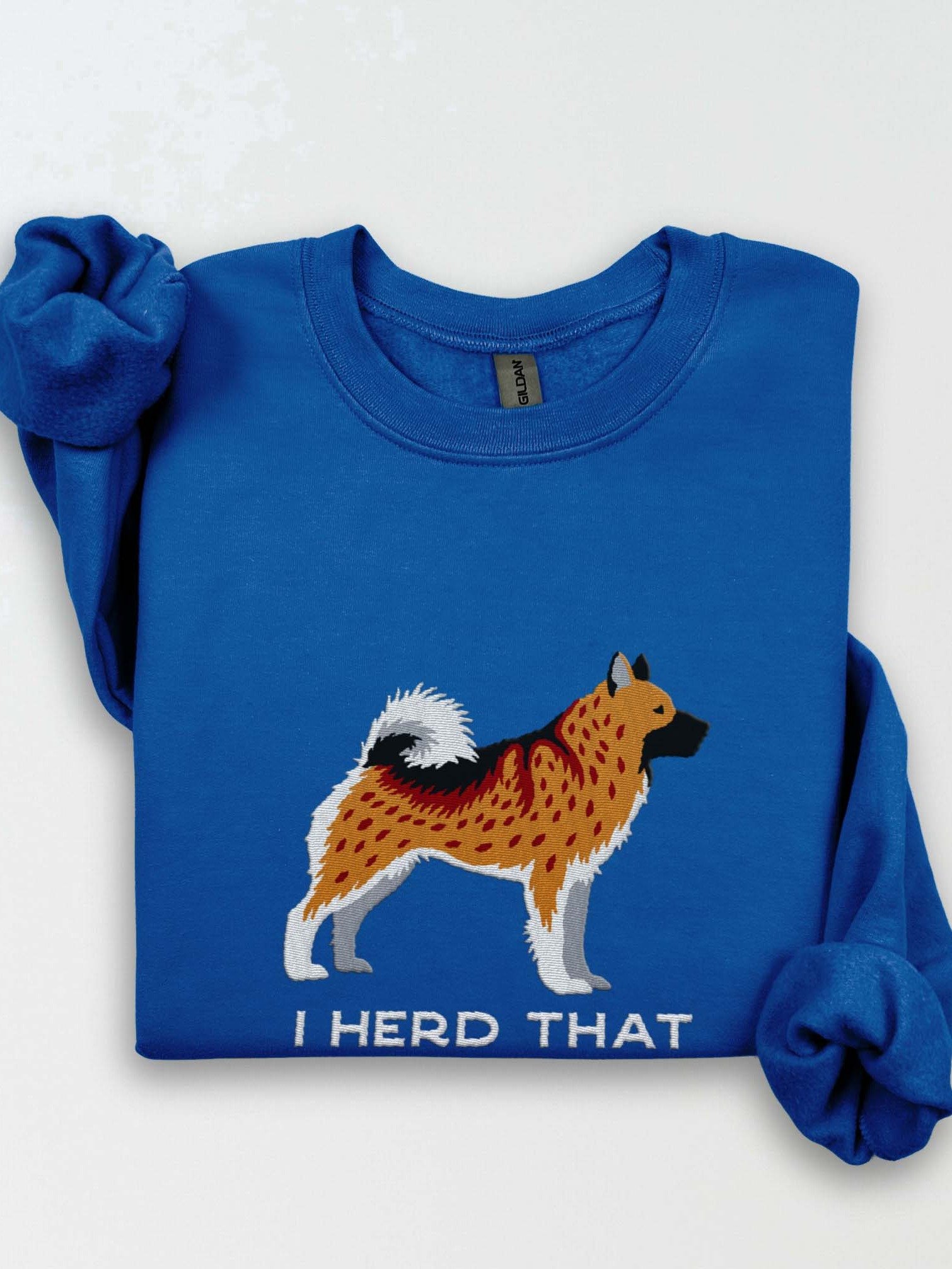 I Herd That Sweatshirt (Embroidered) of a Norwegian Elkhound(Brown) product image (1)