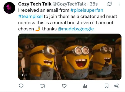 I received an email from #pixelsuperfan #teampixel to join them as a creator and must confess this is a moral boost even if I...