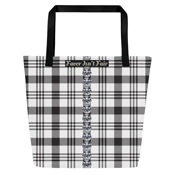 Black and White Plaid with Diamonds BBG Tote Bag with Pocket product image (2)