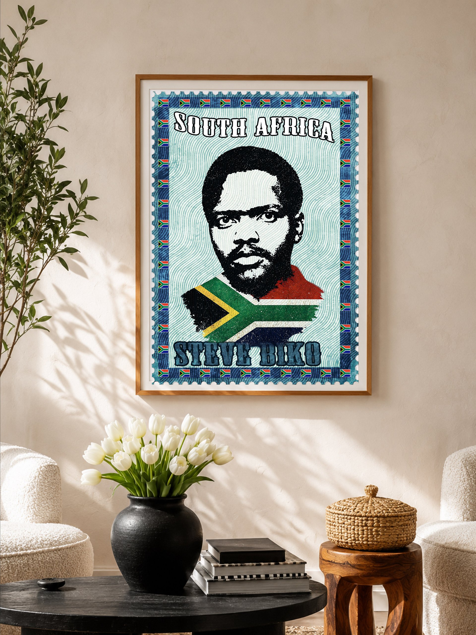 Steve Biko Vintage Postage Stamp Poster — South Africa Black Consciousness Movement Wall Art product image (1)