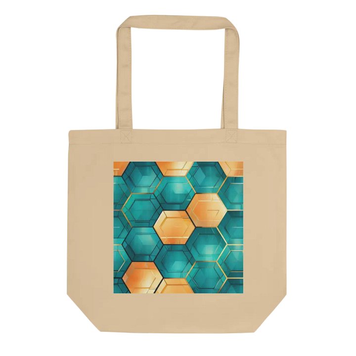 Hexagonal Harmony: Teal and Gold Geometric Fusion product image (1)